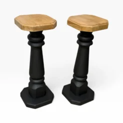 Paire de piédestaux/colonnes vintage 1970 chêne massif