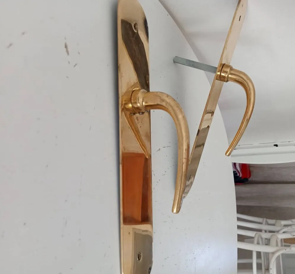 Paire de poignées de porte béquilles en laiton massif