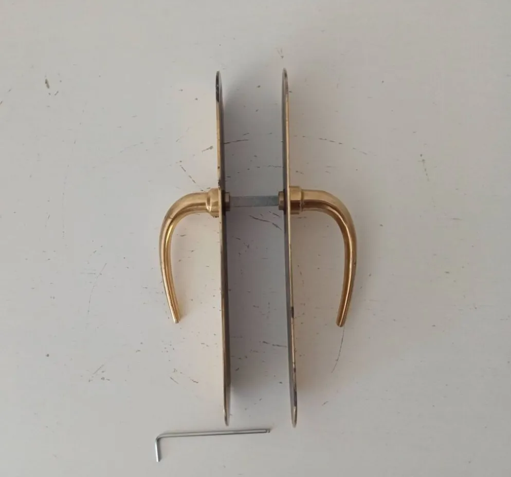Paire de poignées de porte béquilles en laiton massif