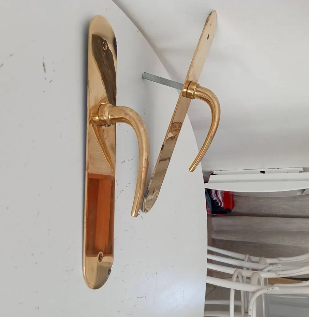 Paire de poignées de porte béquilles en laiton massif