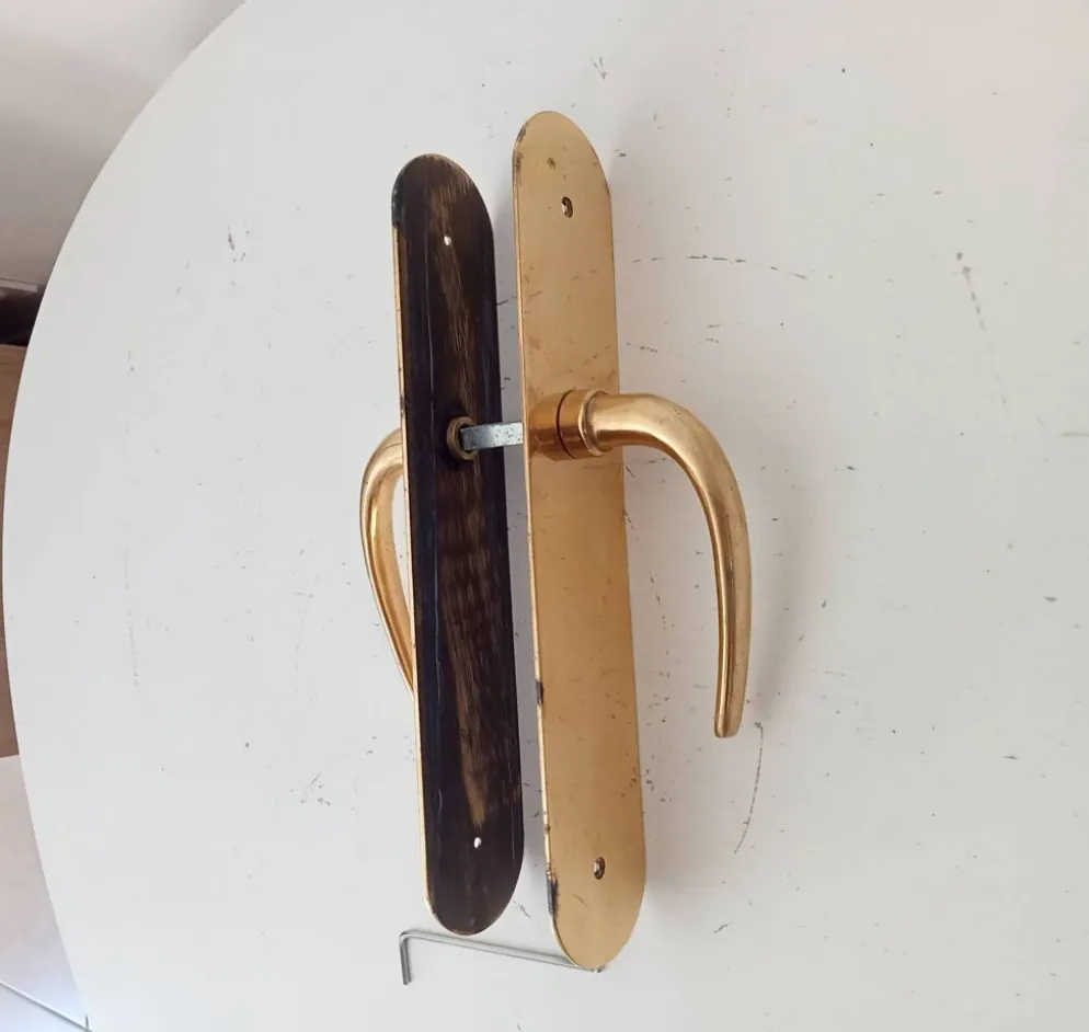 Paire de poignées de porte béquilles en laiton massif