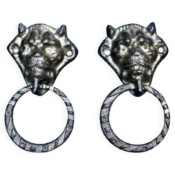 Paire de poignées de tiroir en bronze diable Art Nouveau