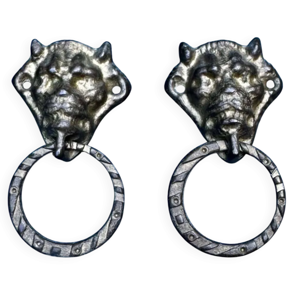 Paire de poignées de tiroir en bronze diable Art Nouveau