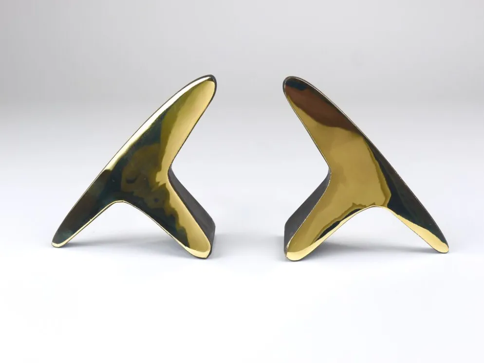 Paire de porte-livres en laiton minimaliste de Carl Auböck, milieu du siècle #3847, Vienne, Autriche