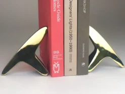 Paire de porte-livres en laiton minimaliste de Carl Auböck, milieu du siècle #3847, Vienne, Autriche