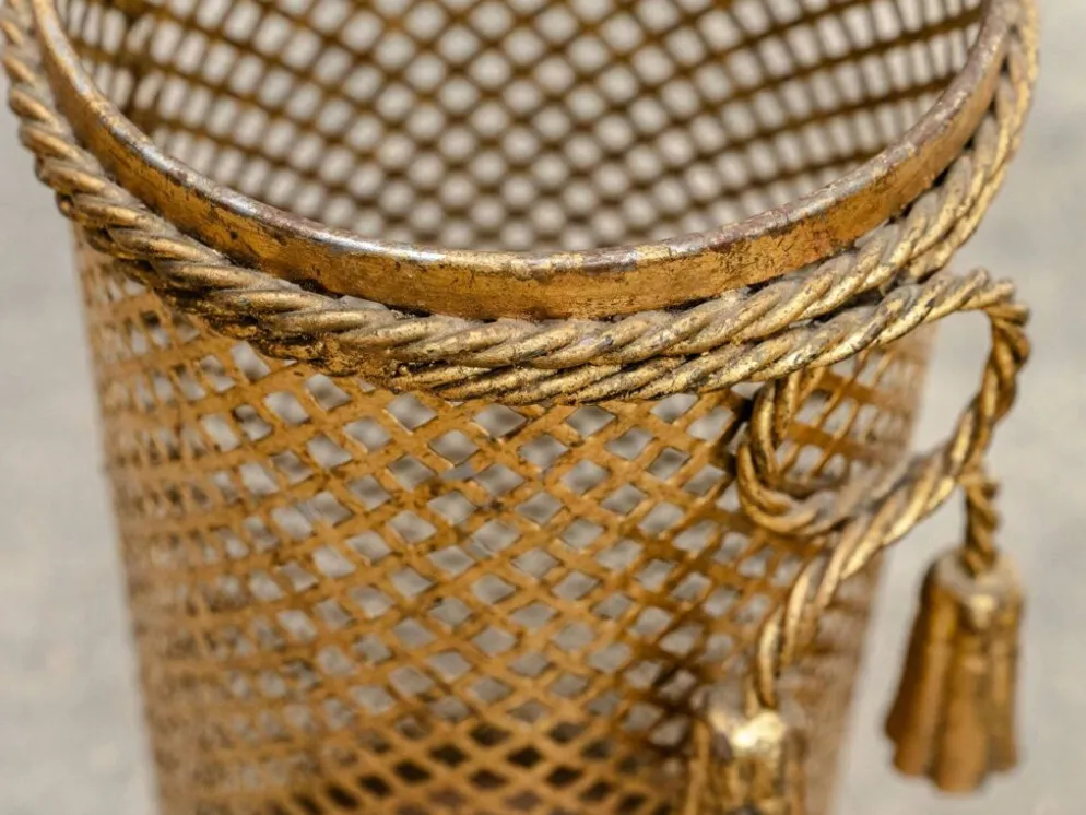 Paire de porte-parapluies vintage dorés 1950