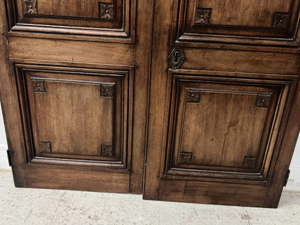 Paire de portes a deux panneaux en noyer massif XVIII siècle
