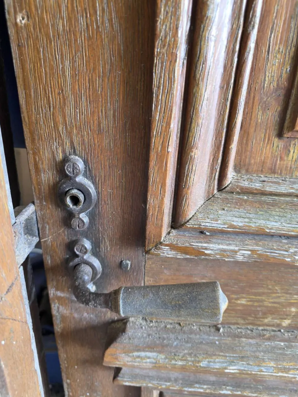 Paire de portes d'entrée en chêne massif, XIXe