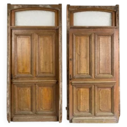 Paire de portes d'entrée en chêne massif, XIXe