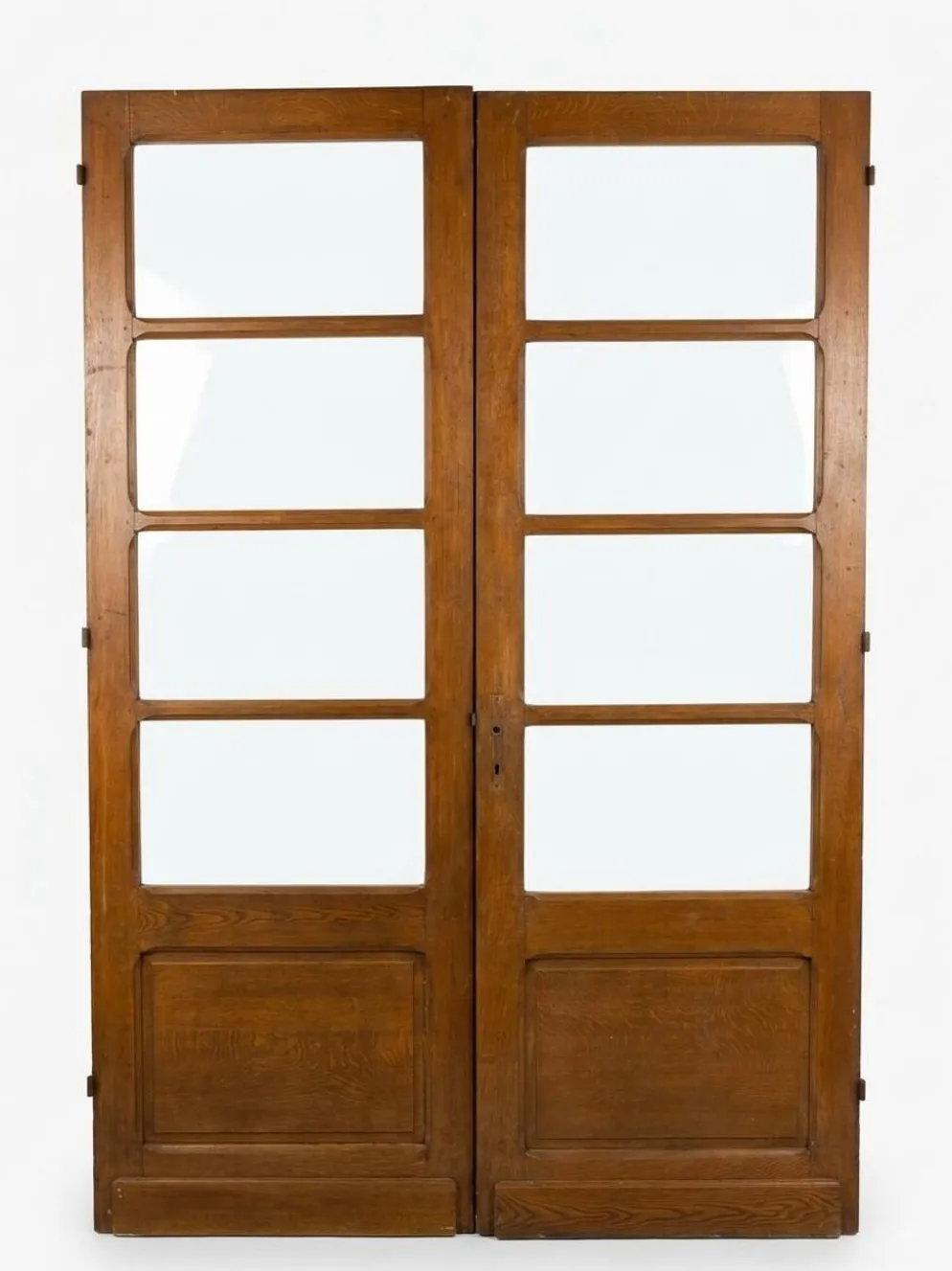 Paire de portes de séparation anciennes, verres biseautés