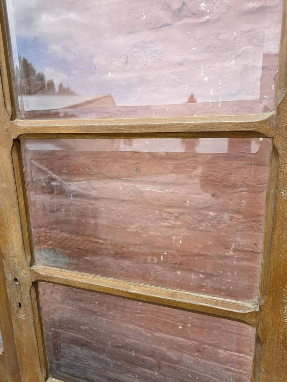 Paire de portes de séparation anciennes, verres biseautés