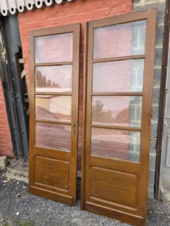 Paire de portes de séparation anciennes, verres biseautés
