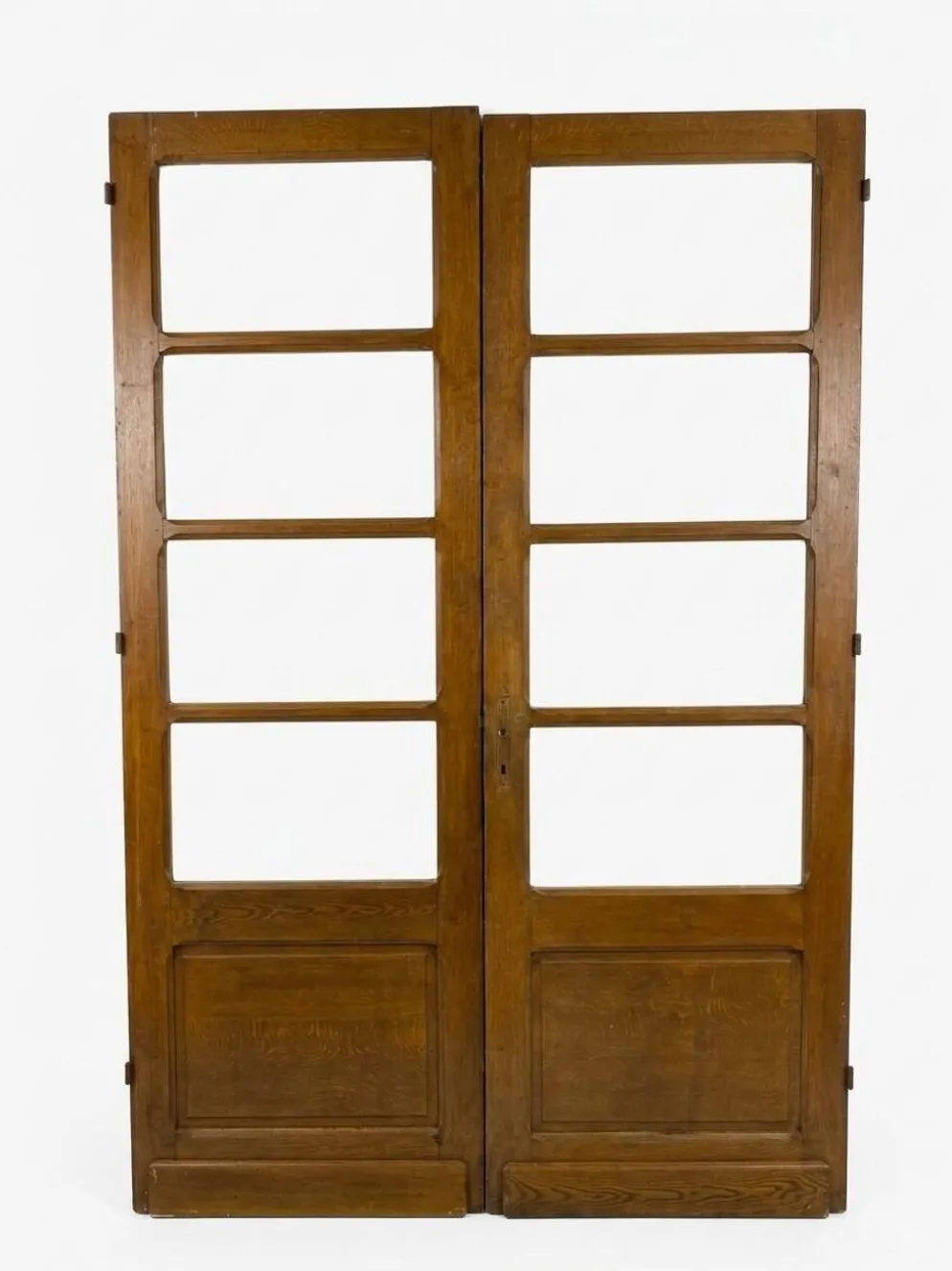 Paire de portes de séparation anciennes, verres biseautés