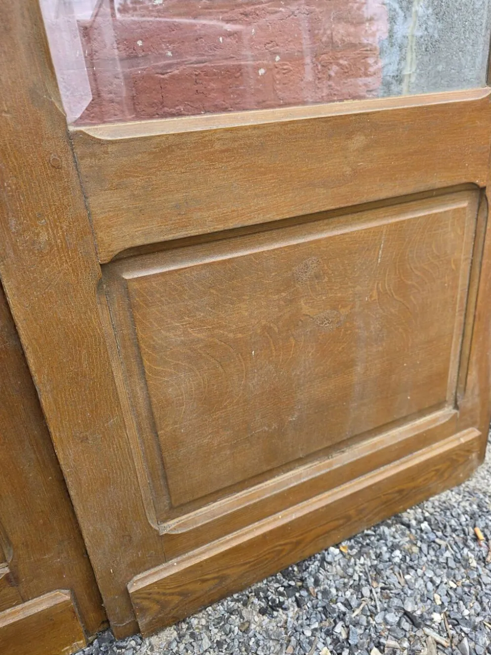 Paire de portes de séparation anciennes, verres biseautés