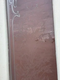Paire de portes de séparation Art nouveau en verre gravé