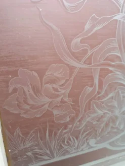 Paire de portes de séparation Art nouveau en verre gravé
