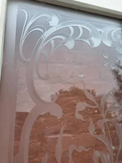 Paire de portes de séparation Art nouveau en verre gravé