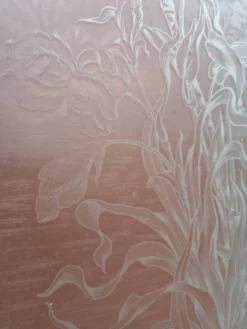 Paire de portes de séparation Art nouveau en verre gravé