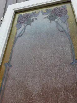 Paire de portes de séparation Art nouveau à verre émaillé