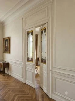 Paire de portes de séparation Art nouveau à verre émaillé