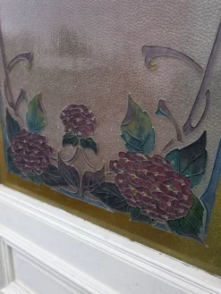 Paire de portes de séparation Art nouveau à verre émaillé