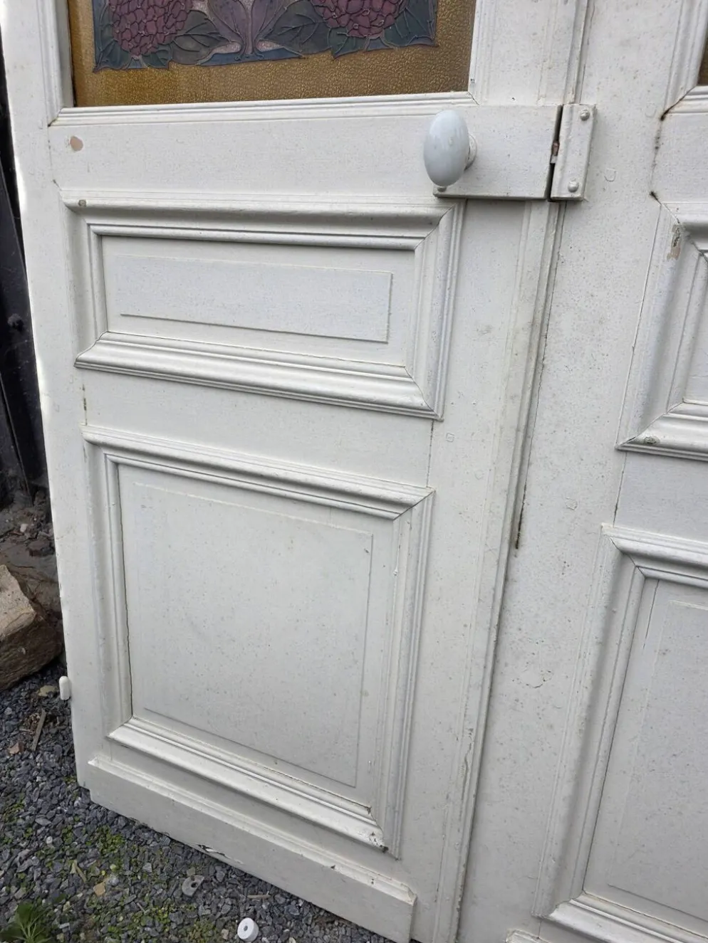 Paire de portes de séparation Art nouveau à verre émaillé