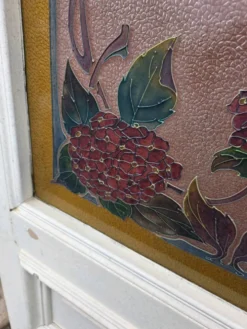 Paire de portes de séparation Art nouveau à verre émaillé