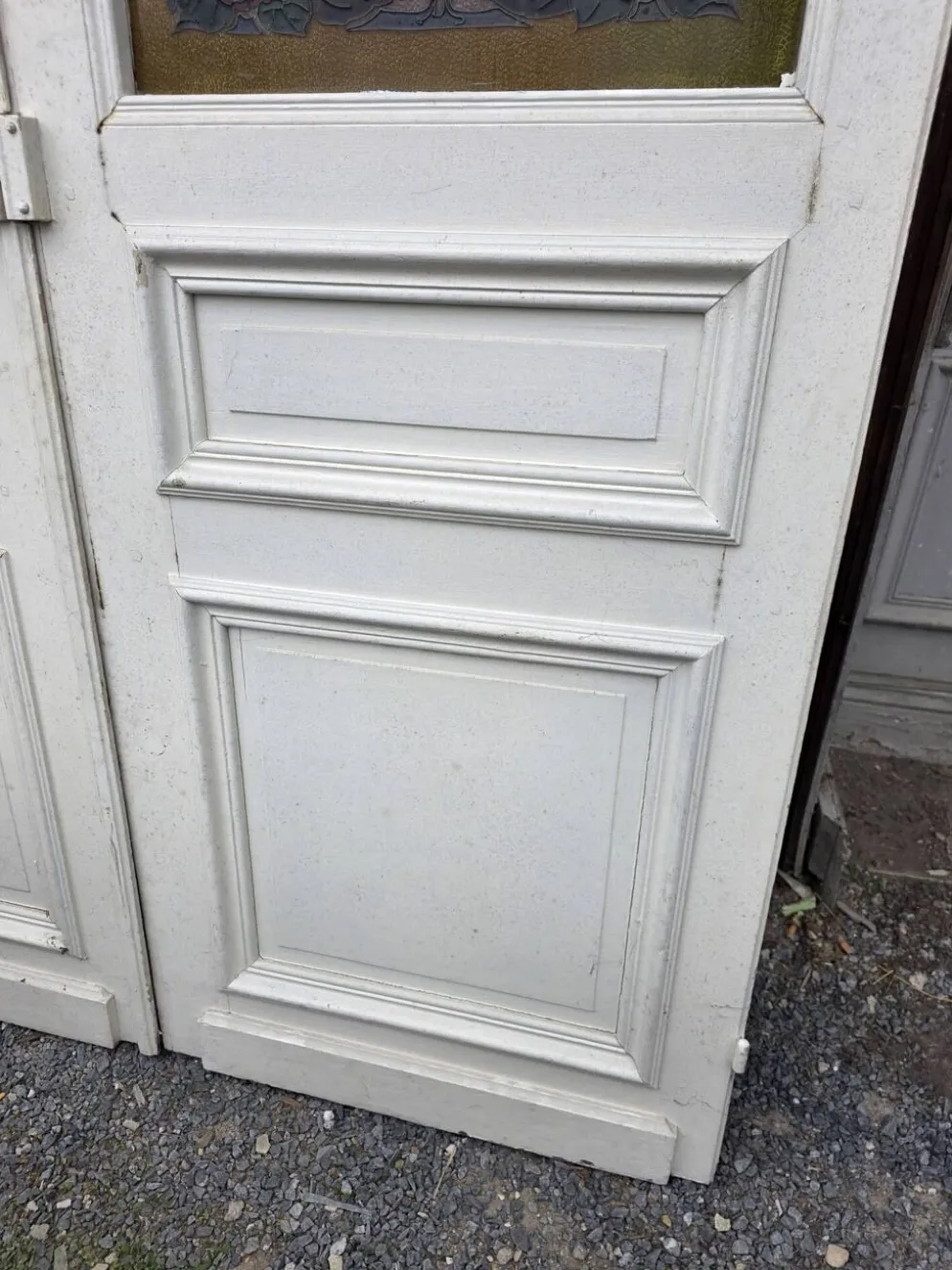 Paire de portes de séparation Art nouveau à verre émaillé