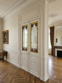 Paire de portes de séparation Art nouveau à verre émaillé