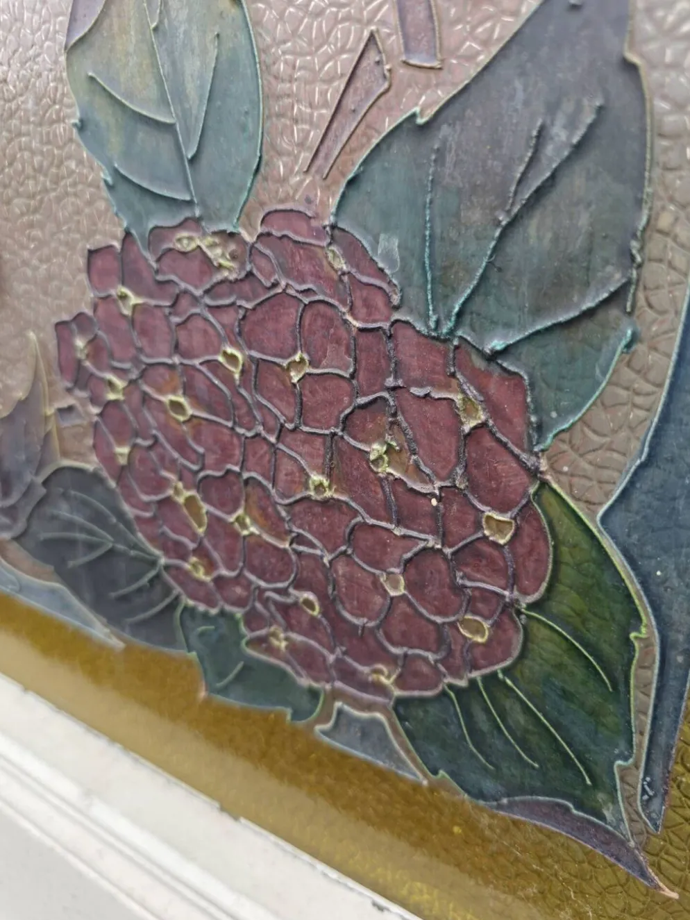 Paire de portes de séparation Art nouveau à verre émaillé
