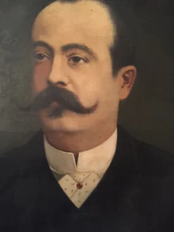 Paire de portraits à l'huile sur toile signé Béchard