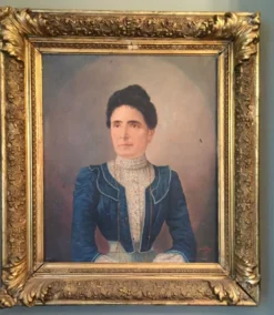 Paire de portraits à l'huile sur toile signé Béchard