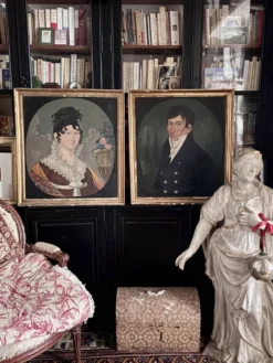 Paire de portraits style shabby chic