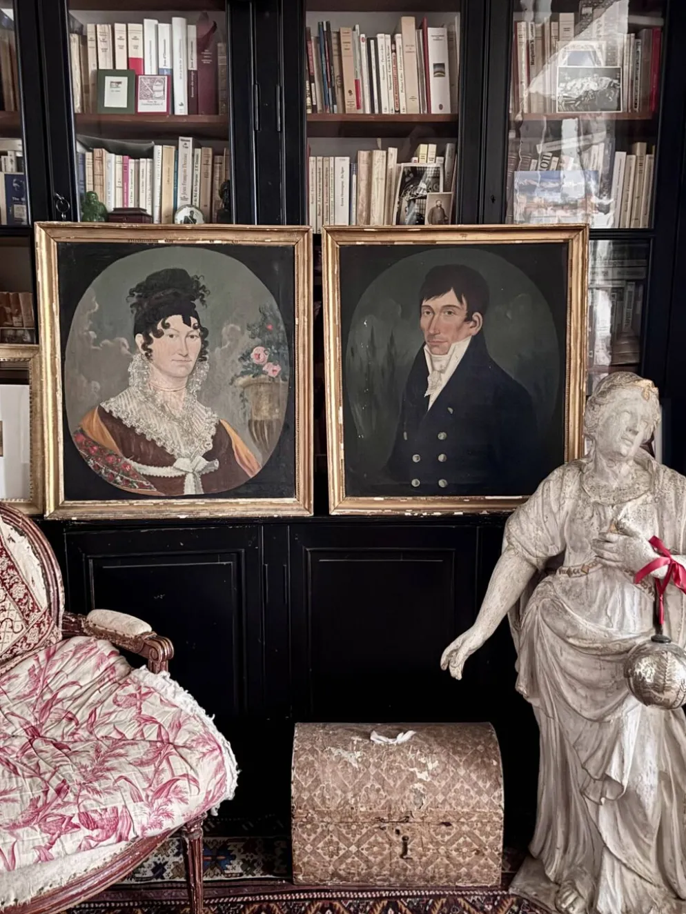 Paire de portraits style shabby chic