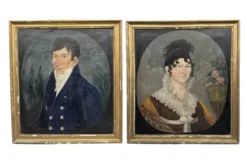 Paire de portraits style shabby chic