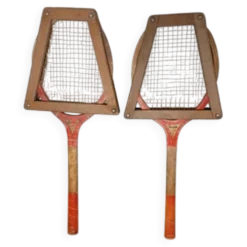 Paire de raquettes de tennis ancienne Majestic avec presse