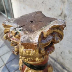 Paire de sculptures, colonnes torsadées, bois sculpté, doré et polychrome, XVIIIe siècle – Espagne
