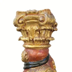 Paire de sculptures, colonnes torsadées, bois sculpté, doré et polychrome, XVIIIe siècle – Espagne