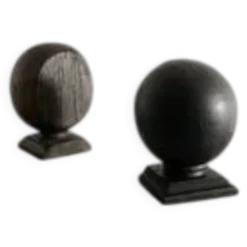 Paire de sculptures rondes vintage en bois noir et marron