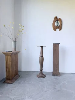 Paire de sellettes colonnes en bois 1950