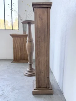 Paire de sellettes colonnes en bois 1950