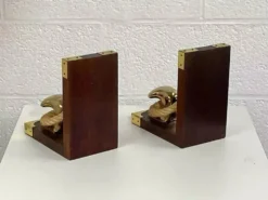 Paire de serre livres ancien en bois et laiton