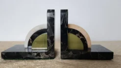 Paire de serre-livres Art Déco en marbre et onyx vert – Années 1930-1950