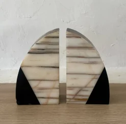 Paire de serre-livres Art déco en marbre