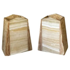 Paire de serre-livres art déco marbre et onyx