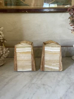 Paire de serre-livres art déco marbre et onyx