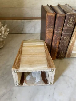 Paire de serre-livres art déco marbre et onyx
