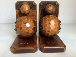 Paire de serre livres boules en bois