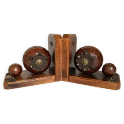 Paire de serre livres boules en bois