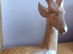 Paire de serre-livres cerfs vintage en chêne massif